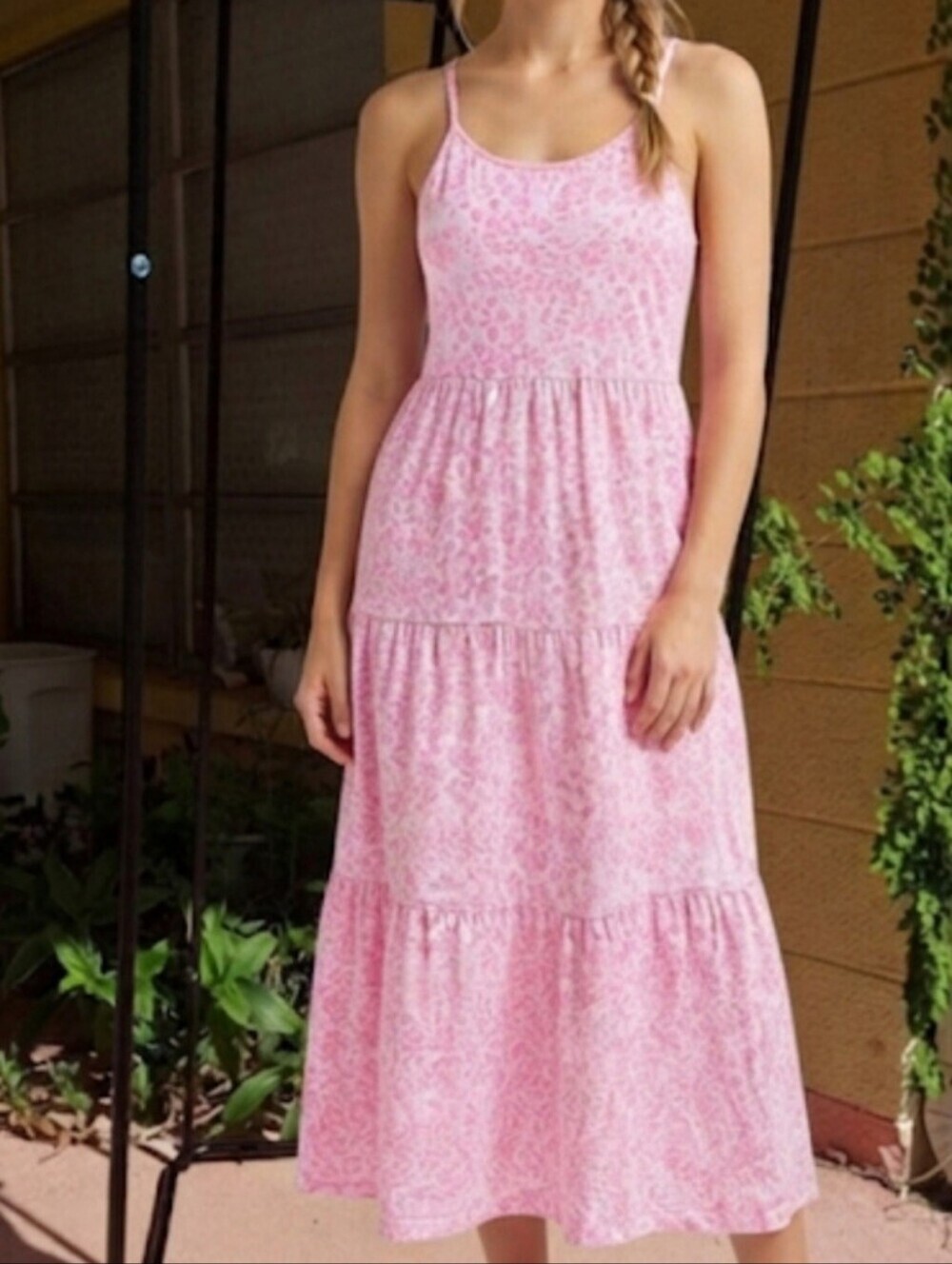 Lilly Pulitzer's For girls bright pink tiered maxi summer dress, size L